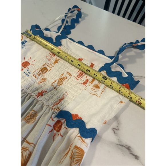 NWT CeCe  Beach Theme Maxi Dress Size XS spaghetti strap Linen Blend - Picture 5 of 7